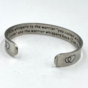 Vintage Inspirational Silver Tone Cuff Bracelet "I Am The Storm" Warrior Quote